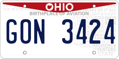 OH license plate GON3424
