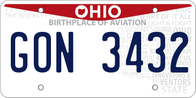 OH license plate GON3432