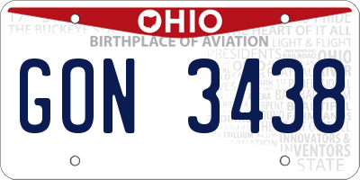 OH license plate GON3438