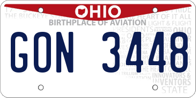 OH license plate GON3448