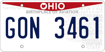 OH license plate GON3461