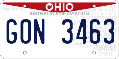 OH license plate GON3463