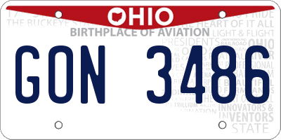 OH license plate GON3486