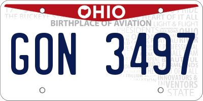 OH license plate GON3497