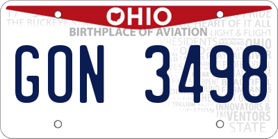 OH license plate GON3498