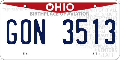 OH license plate GON3513