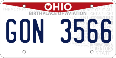 OH license plate GON3566