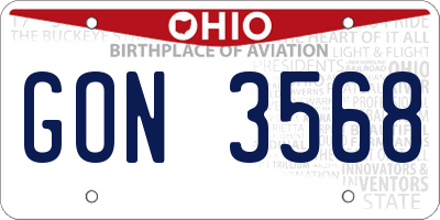 OH license plate GON3568