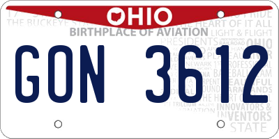 OH license plate GON3612
