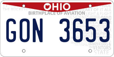 OH license plate GON3653