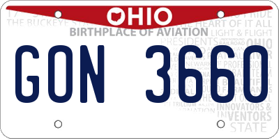 OH license plate GON3660