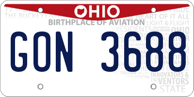 OH license plate GON3688