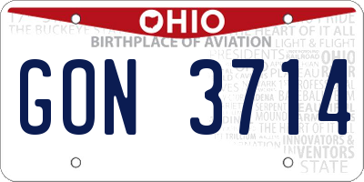 OH license plate GON3714