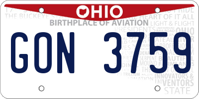 OH license plate GON3759