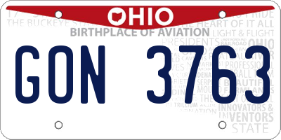 OH license plate GON3763