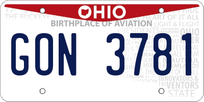 OH license plate GON3781