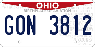 OH license plate GON3812
