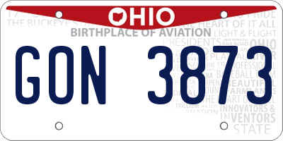OH license plate GON3873