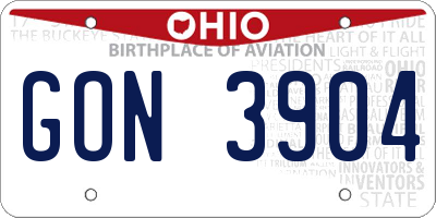 OH license plate GON3904