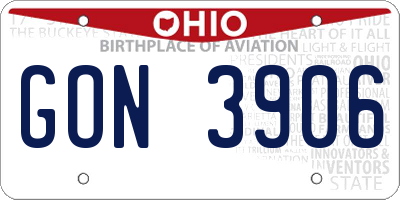 OH license plate GON3906