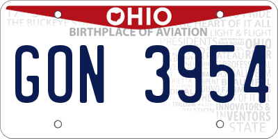 OH license plate GON3954