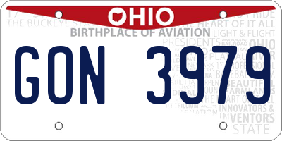 OH license plate GON3979