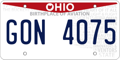 OH license plate GON4075