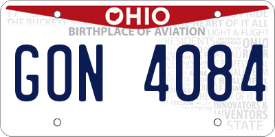 OH license plate GON4084