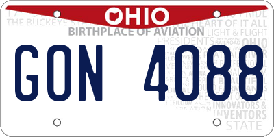 OH license plate GON4088