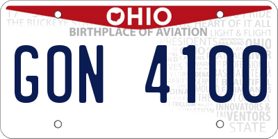 OH license plate GON4100