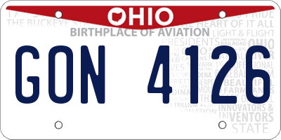 OH license plate GON4126