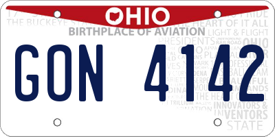 OH license plate GON4142