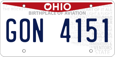 OH license plate GON4151