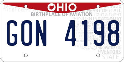 OH license plate GON4198