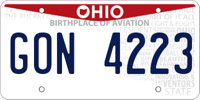 OH license plate GON4223