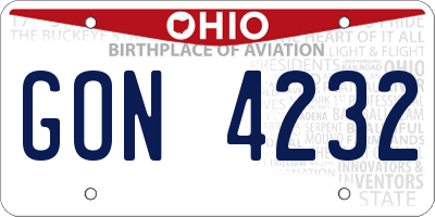 OH license plate GON4232