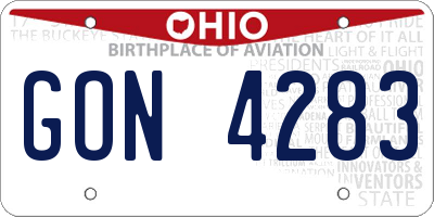 OH license plate GON4283