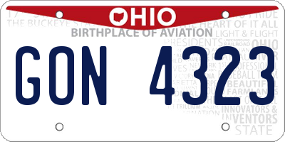 OH license plate GON4323