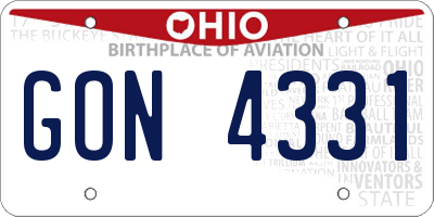 OH license plate GON4331