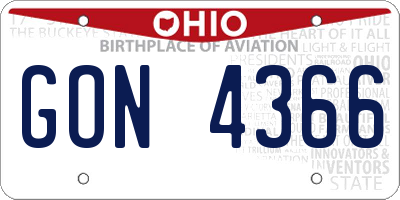 OH license plate GON4366