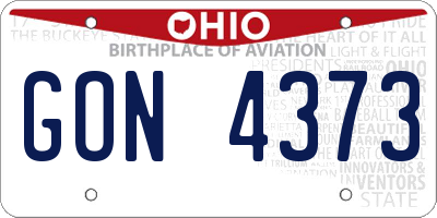 OH license plate GON4373