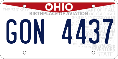 OH license plate GON4437