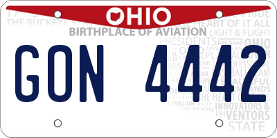 OH license plate GON4442