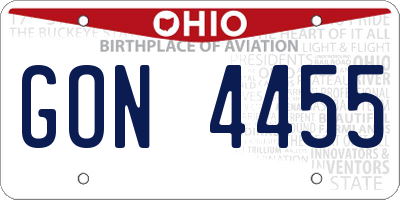 OH license plate GON4455