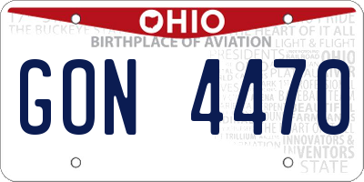 OH license plate GON4470