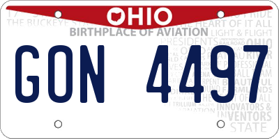 OH license plate GON4497