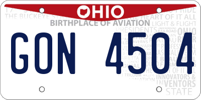 OH license plate GON4504