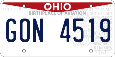 OH license plate GON4519