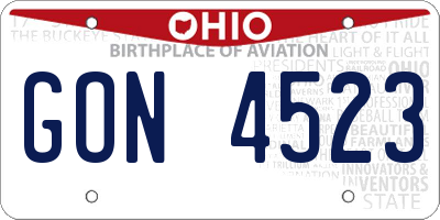 OH license plate GON4523