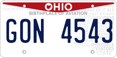 OH license plate GON4543